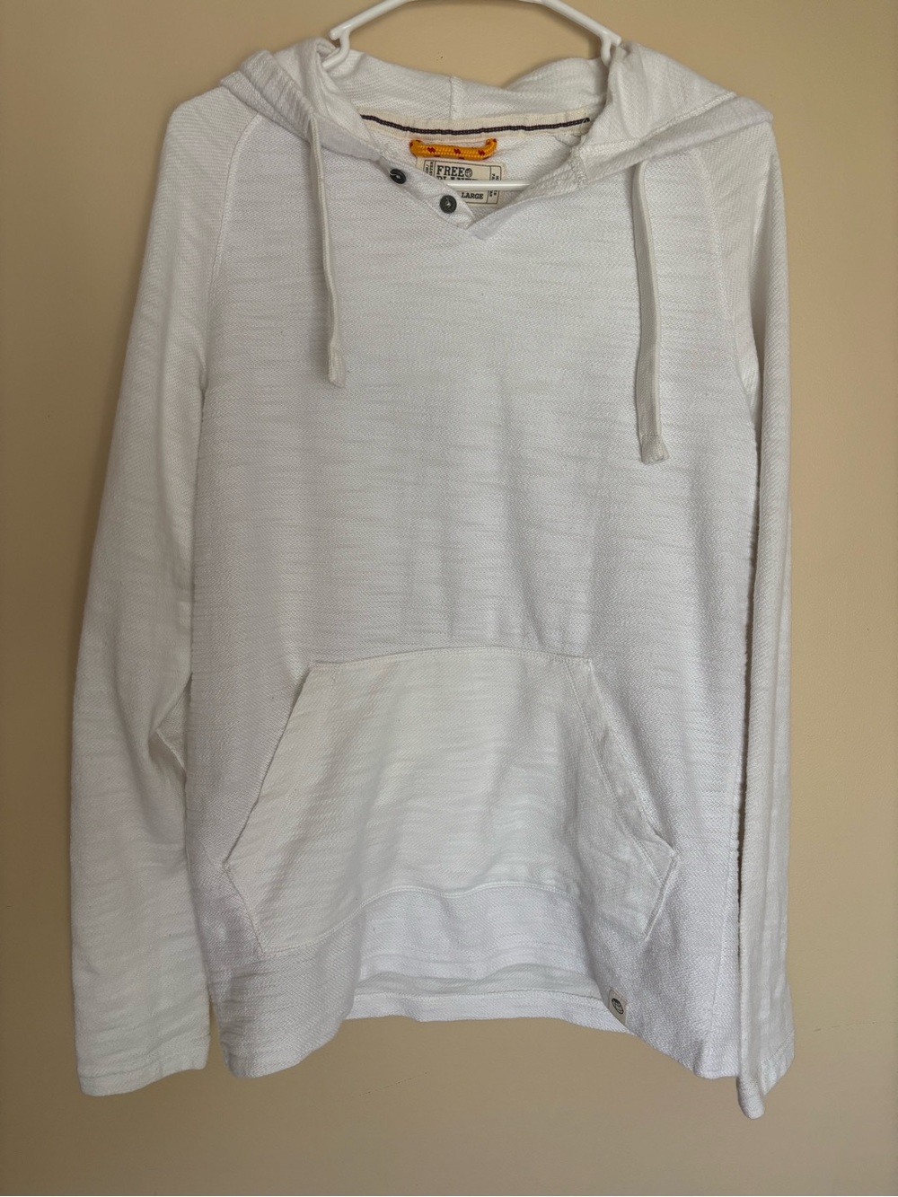 Free Planet White V-Neck Hooded Men's Sweater Pullover